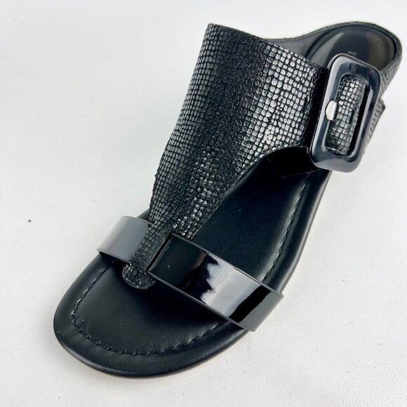 Donald Pliner Womens Ofelia Wedge Sandals Black Python Print size 8.5M - Picture 11 of 16